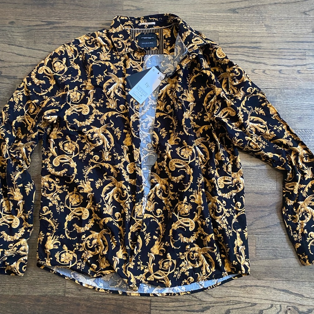 Denim & Flower New Gold Long Sleeve Button Down Shirt